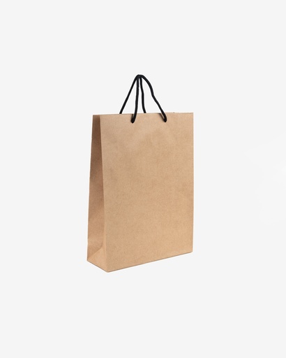 [KPB2635] Kraft Paper Bag, Portrait Black Rope Handle