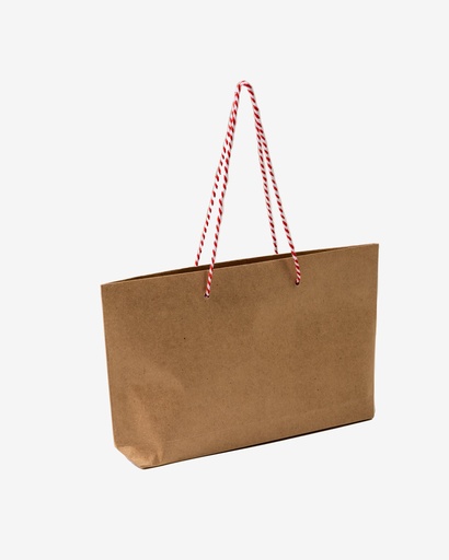 [KPB2316] Kraft Paper Bag - Traditional, Twine Handle (Red & White) or Twill Cotton (Red)