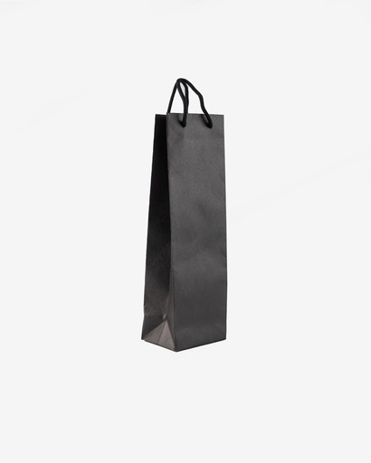 [KPB1239BK] Black Kraft Paper Bag 150g, Handle: Black Rope (Single Wine)