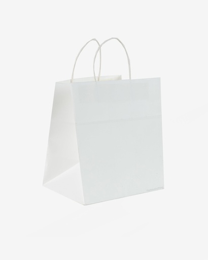 [FKPW2418] White Kraft Paper Bag, Food (9) - Fits 4 Cup Holder
