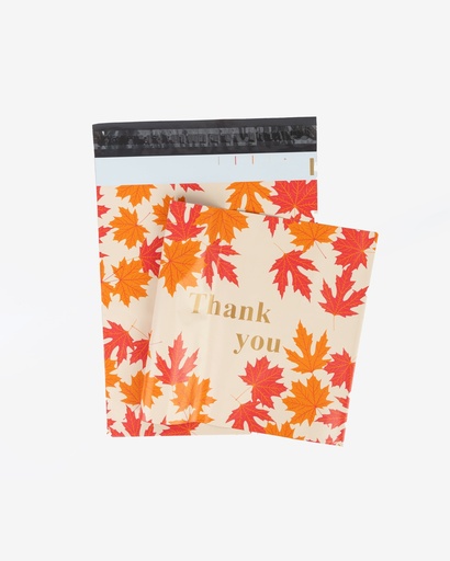 [PMT1013P10] Mailing Bag Thank You Maple Leave Orange