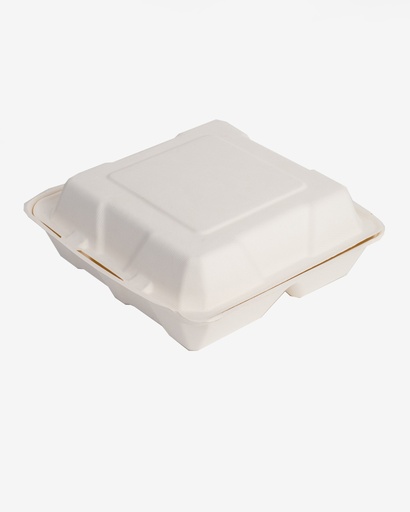 [FSC20P50] 8" Sugarcane Clamshell Lunch Box with 3 compartment