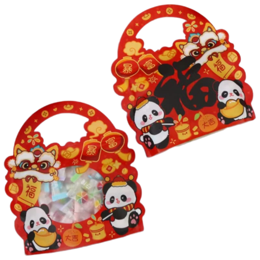 [CNYZL2524P10] Golden Panda Celebration Self-Standing Ziplock Bag
